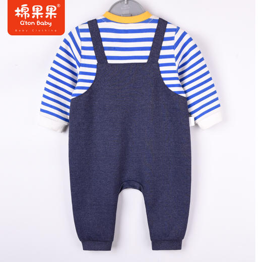 商场同款棉果果秋季新款男童条纹舒适纯棉童趣假两件连体衣M312720222540 商品图5