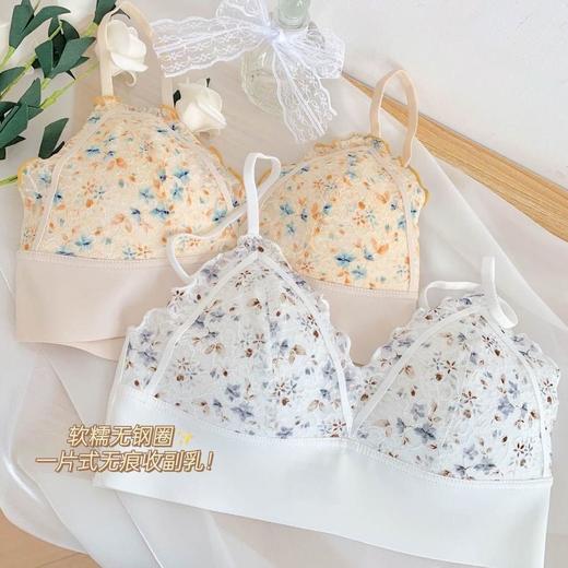 甜园碎花~日系大胸显小胸薄款无钢圈文胸内衣女高颜值美背胸罩bra 商品图3