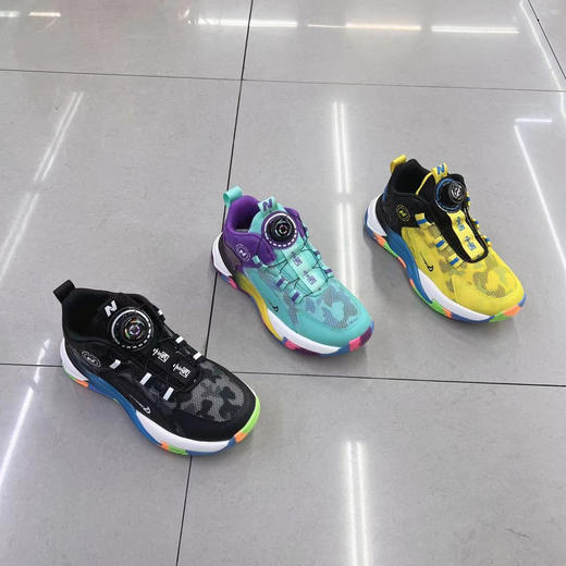 福得隆新款双网篮球鞋扭扭扣贴片底运动鞋3652  34-39码 商品图1