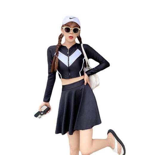 专业泳衣女运动分体长袖两件套新款学生保守显瘦修身防晒度假 商品图2