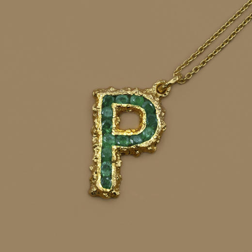 订购8周到｜Pach Pearl-Alphabet Emeralds-字母 祖母绿 项链［瑞士设计师］ 商品图0