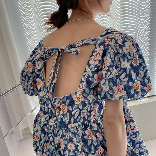 裙子女夏2022新款大码女装胖妹妹油画碎花裙子初恋复古温柔连衣裙 商品图2