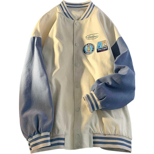 棒球服女春秋vintage运动宽松高街软奶蓝外套ins潮2022新款班服男 商品图3