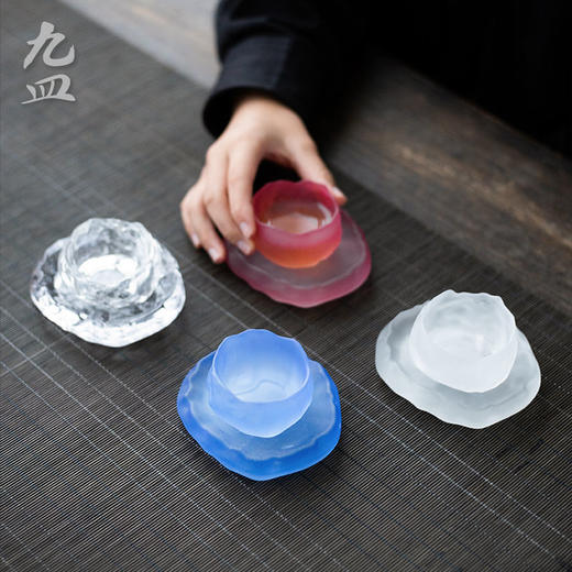 九皿琉璃品茗杯日式单杯杯垫小茶杯功夫茶具清酒杯女士磨砂主人杯 商品图3