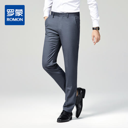 罗蒙春秋装抗皱西裤男士商务通勤纯色百搭直筒修身长裤男西装裤 商品图2