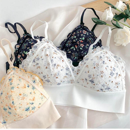 甜园碎花~日系大胸显小胸薄款无钢圈文胸内衣女高颜值美背胸罩bra 商品图5