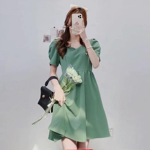 裙子新款2022夏季大码女装胖妹妹气质显瘦法式初恋森系绿色连衣裙 商品图7