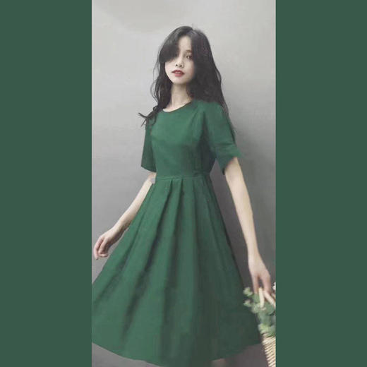 裙子新款2022夏季大码女装胖妹妹气质显瘦法式初恋森系绿色连衣裙 商品图3
