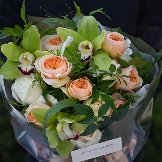 野趣  清新绿色系花束朱丽叶玫瑰大花蕙兰 商品图0