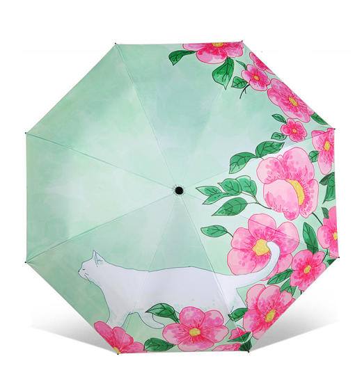 雨伞创意黑胶伞防紫外线庶阳伞小清新三折叠晴雨伞防晒小 黑伞 TQ008001花下懒猫 商品图8