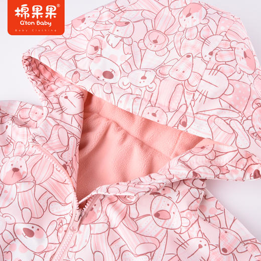 商场同款棉果果秋季新款女童科技面料摇粒绒内里粉嫩满印可爱保暖冲锋衣连帽外套M322100322463 商品图4