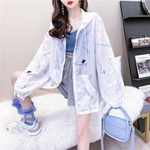 连帽宽松防晒衣外套女薄款百搭小个子防晒服春秋2021新款夏 商品图1