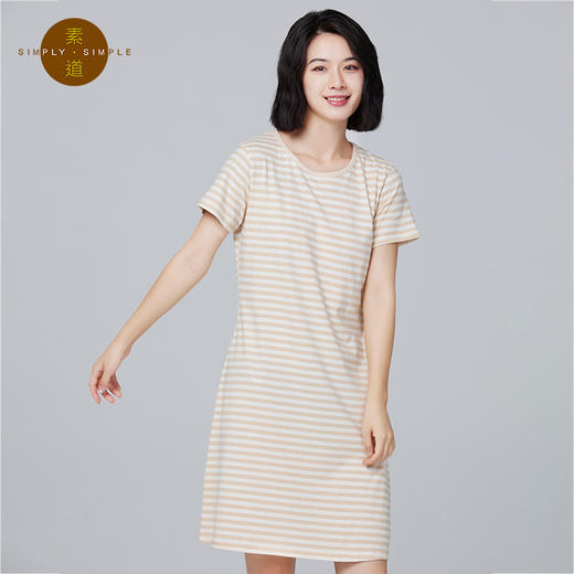 素道有机纯棉家居裙 新款宽松舒适睡裙 大码短袖长裙 商品图5