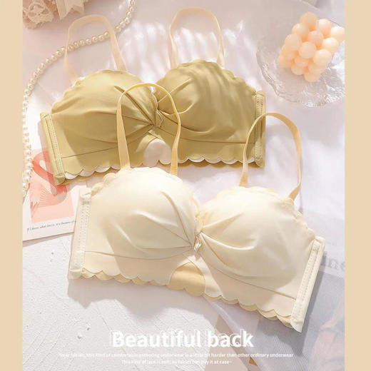 小胸聚拢内衣女学秋夏季薄款高档少女无钢圈聚拢无痕无肩带文胸罩 商品图6
