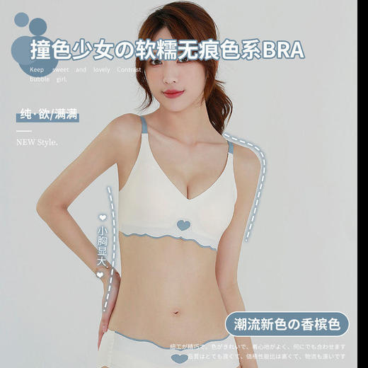 【丝滑无痕内衣界的天花板】黛唯梵光面无痕内衣小胸聚拢超薄款无钢圈收副乳防下垂大胸显小文胸罩套装 商品图1