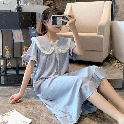 【买一送一！甜美公主风长裙】黛唯梵可外穿的日系甜美长款睡衣，穿上不想脱下来！新款连衣裙家居服短袖睡衣睡裤 商品图1