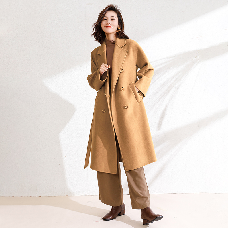 Avann双排扣长款100%羊毛大衣801