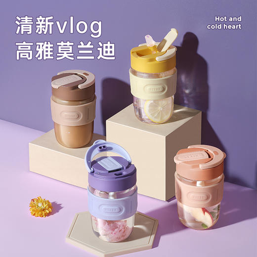 物生物咖啡玻璃杯夏季带吸管高颜值便携随行茶杯家用可爱水杯子 商品图6