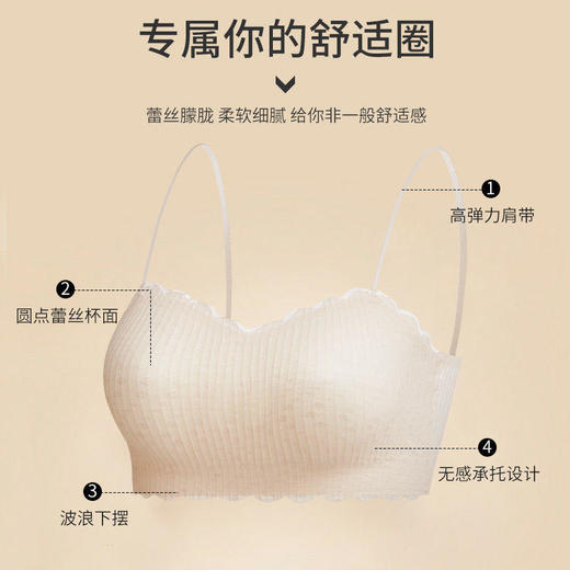 黛唯梵抹胸内衣女蕾丝小吊带背心防走光裹胸夏季薄款美背打底细肩带文胸 商品图3