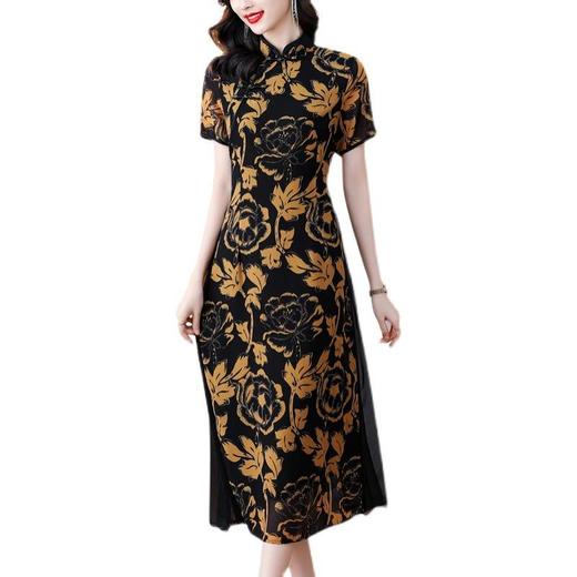 AHM-blx9288新款复古优雅气质改良修身立领短袖印花旗袍裙 商品图6