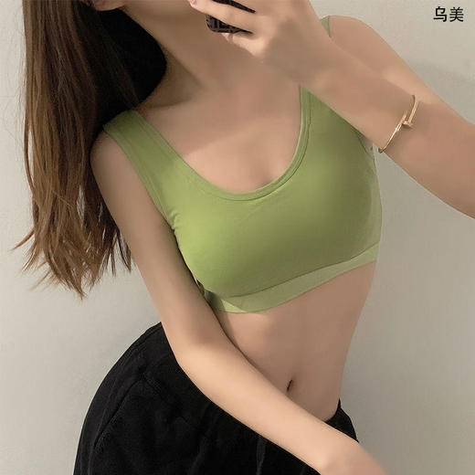 【ㄧ低U美背，V领露脐】黛唯梵纯棉少女文胸抹胸防走光，初高中学生运动内衣女，一体式防震U型美背 商品图7