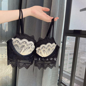 【温柔又很有气场的内衣】黛唯梵撞色蕾丝内衣女小胸聚拢无钢圈性感无肩带胸罩上托收副乳文胸