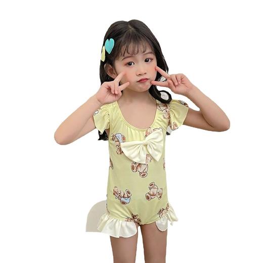 儿童泳衣女小童新款连体可爱宝宝印花蝴蝶结游泳度假 商品图2