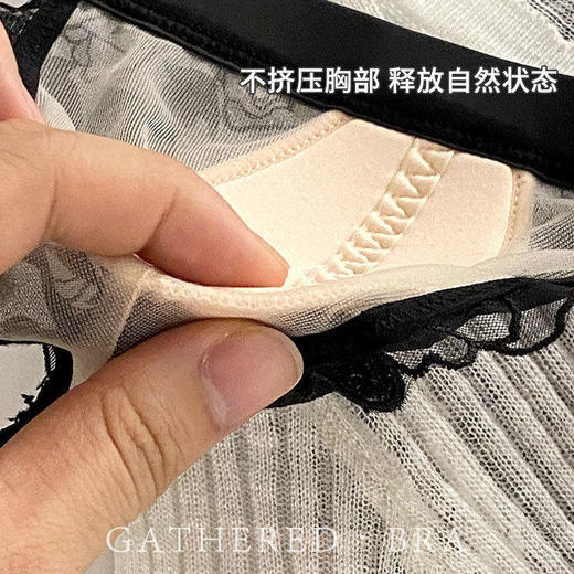 纯欲超薄蕾丝内衣女大胸显小防下垂新款无钢圈法式性感文胸罩套装 商品图4