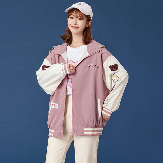 小熊刺绣棒球服女短款上衣外套夹克女潮休闲百搭2021新款春秋薄款 商品图7
