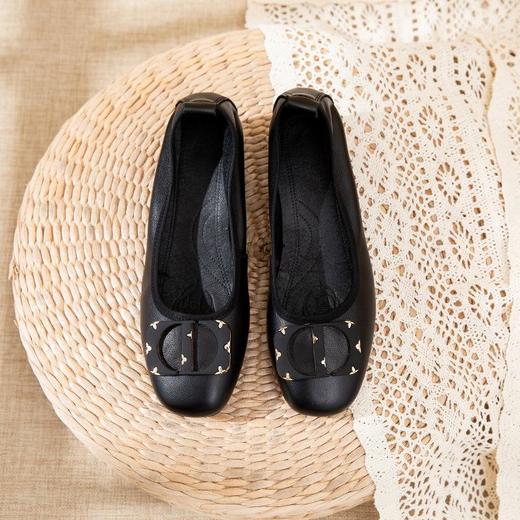 真皮粗跟浅口妈妈单鞋，中跟软底女鞋MLD2258 商品图4