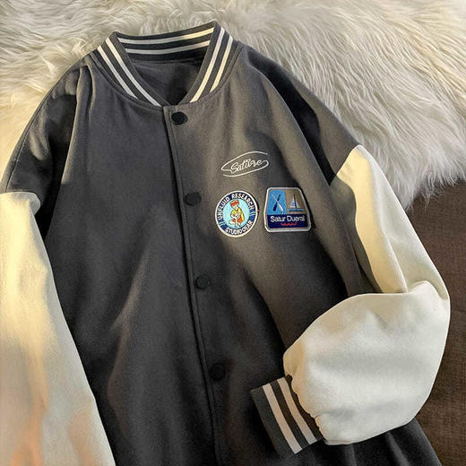 棒球服女春秋vintage运动宽松高街软奶蓝外套ins潮2022新款班服男 商品图2