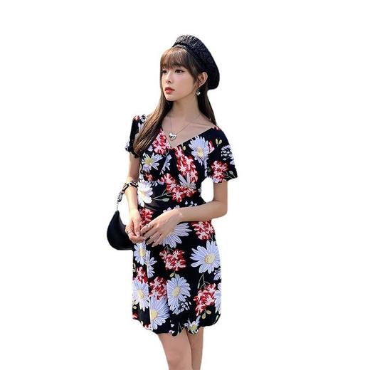 时尚大码连体裙式泳衣女聚拢遮肚显瘦印花保守休闲泡温泉度假泳装 商品图2