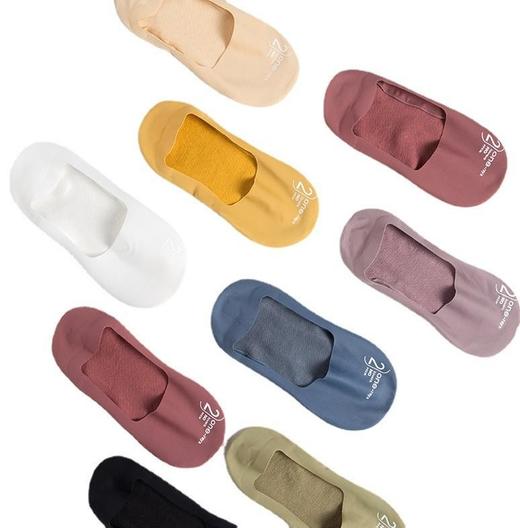 【5双一组 】袜子女夏季薄款浅口冰丝隐形船袜硅胶防滑不掉跟棉底透气 商品图4