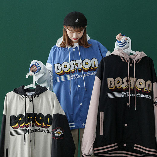 撞色棒球服女ins潮宽松韩版盐系这届学生百搭原宿风外套2021新款 商品图0