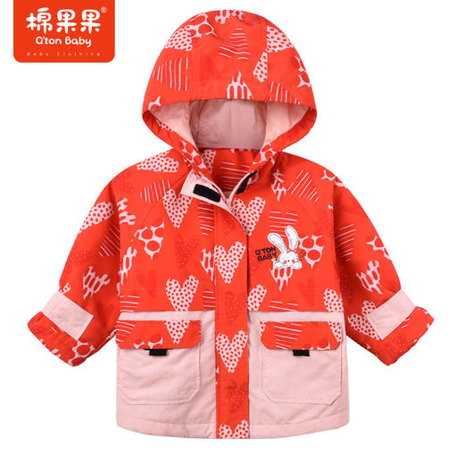 商场同款棉果果秋季新款女童满印甜美连帽夹棉风衣外套M322100322466 商品图1