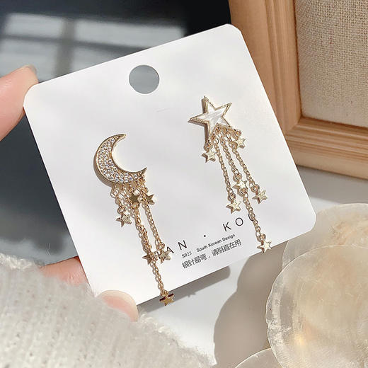 KADER星月流苏耳环潮高级感耳饰轻熟风复古礼物情人节礼物送女友 商品图4