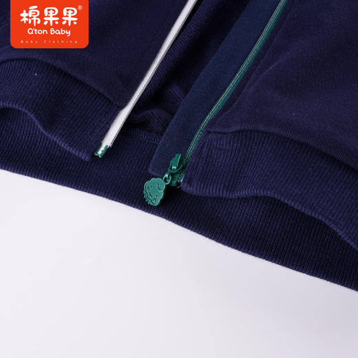 商场同款棉果果秋季新款男童连帽全棉针织双纱磨毛大毛圈连帽外套简约时尚耐穿M312100222514 商品图4