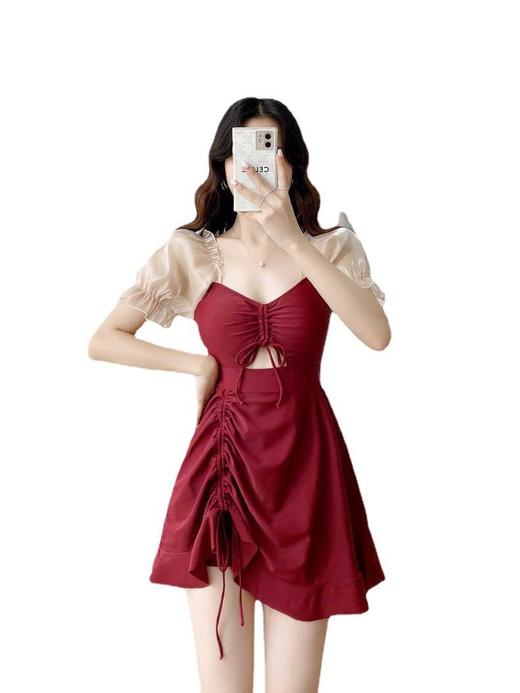 泳衣女式专业泳衣新款法式连衣裙泳装保守显瘦遮肉度假泡温泉 商品图2