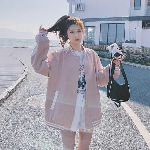 原宿风棒球服女春秋2021新款甜酷韩版宽松百搭飞行夹克外套ins潮 商品图3