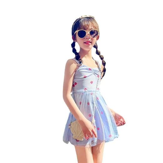 儿童泳衣女连衣裙式中大童两件套新款游泳装小吊带可爱公主蕾丝裙 商品图4