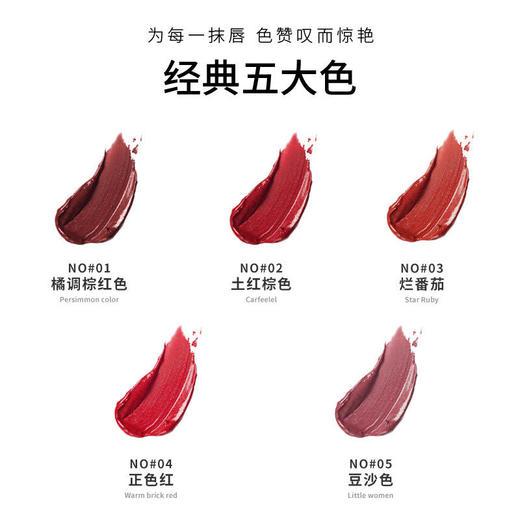 左香哑光丝绒雾面唇釉防水色泽饱和显色唇彩口红五支 商品图1