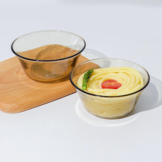 「ins风琥珀色沙拉碗」玻璃碗微波炉专用耐热玻璃厨房用品餐饮用具单个碗带盖汤碗餐具套装 商品图0