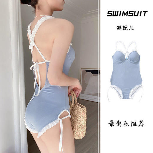 黛唯梵女连体露背性感显白气质甜日系可爱遮肚显瘦小心机泡温泉泳衣 商品图0