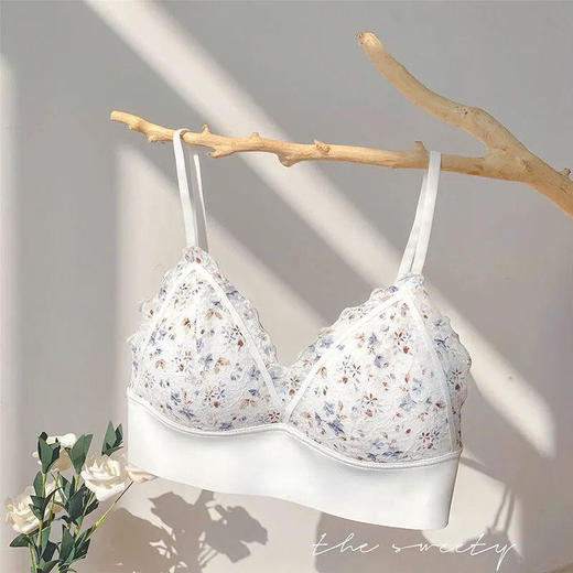 甜园碎花~日系大胸显小胸薄款无钢圈文胸内衣女高颜值美背胸罩bra 商品图0