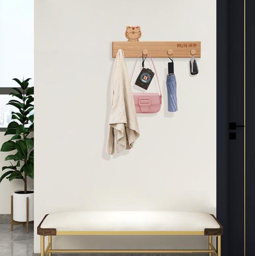 入户进门墙上虎头挂衣钩壁挂玄关墙壁衣服挂钩置物架收纳门口后挂衣架 商品图0