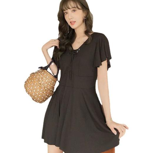 专业泳衣女加大加肥款泳装保守显瘦遮肉胖MM宽松纯色度假温泉 商品图2