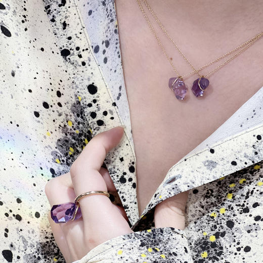 北京仓｜Annette Ehinger-多面体-深紫水晶 14K金 项链［德国设计师］ 商品图1
