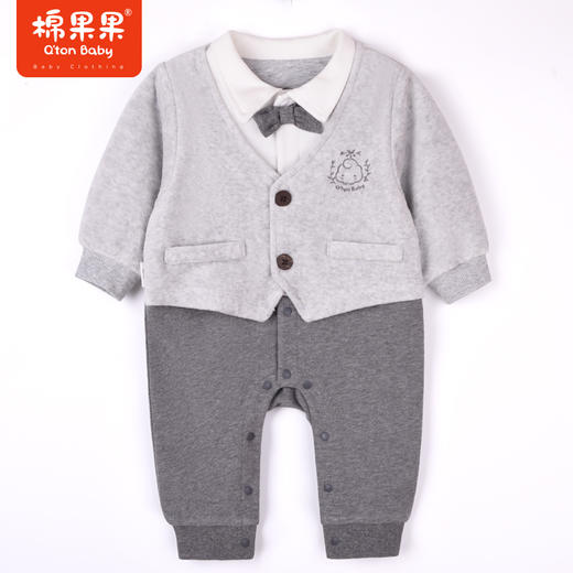 直播间下单三件起发货棉果果秋季新款男童纯棉舒适外穿小绅士假两件连体衣M312722822509 商品图0