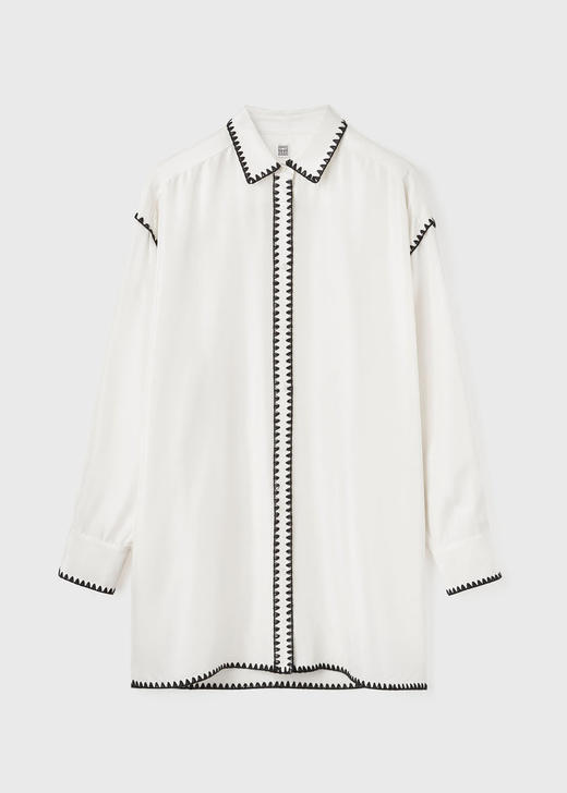 TOTEME 黄褐色/象牙白刺绣宽松长衬衫 商品图9