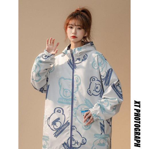 小熊两面穿夹克少女春秋装2022新款初中高中学生薄款百搭工装外套 商品图3